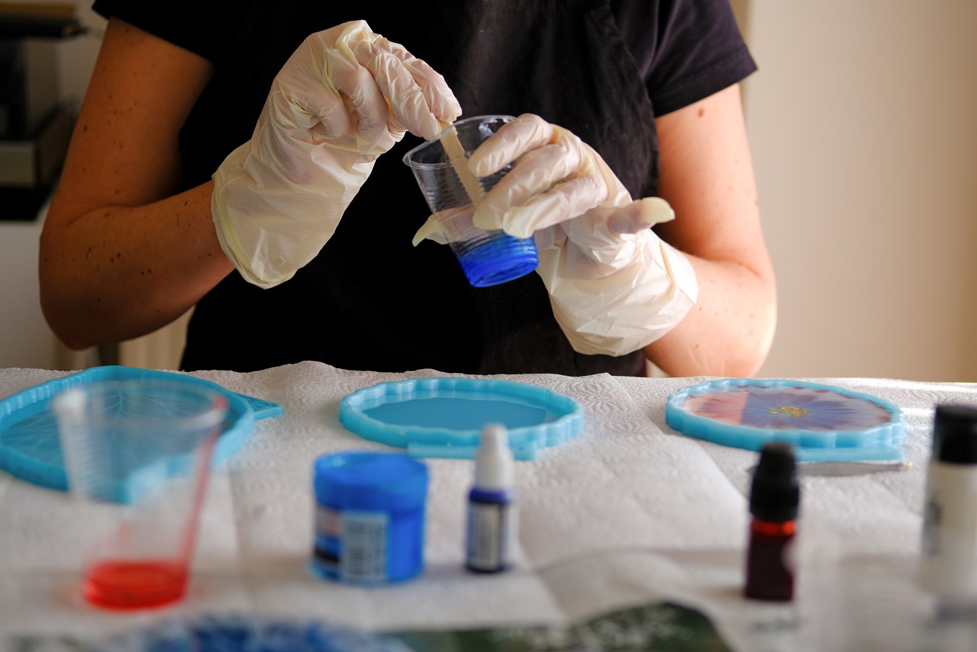 Woman Making Epoxy Resin Arts and Crafts.